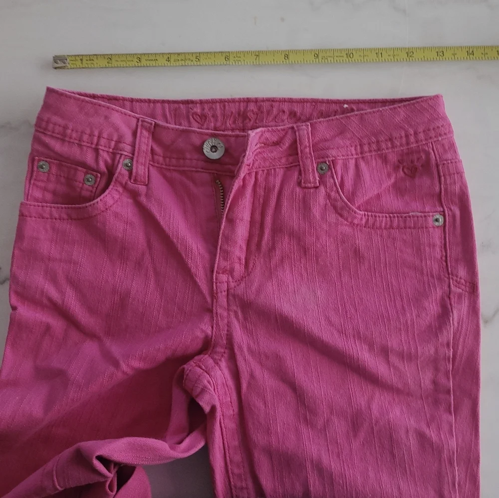 Justice NWOT Stretch Pink Straight Leg Denim Premium Jeans Size 12 Regular Girls
